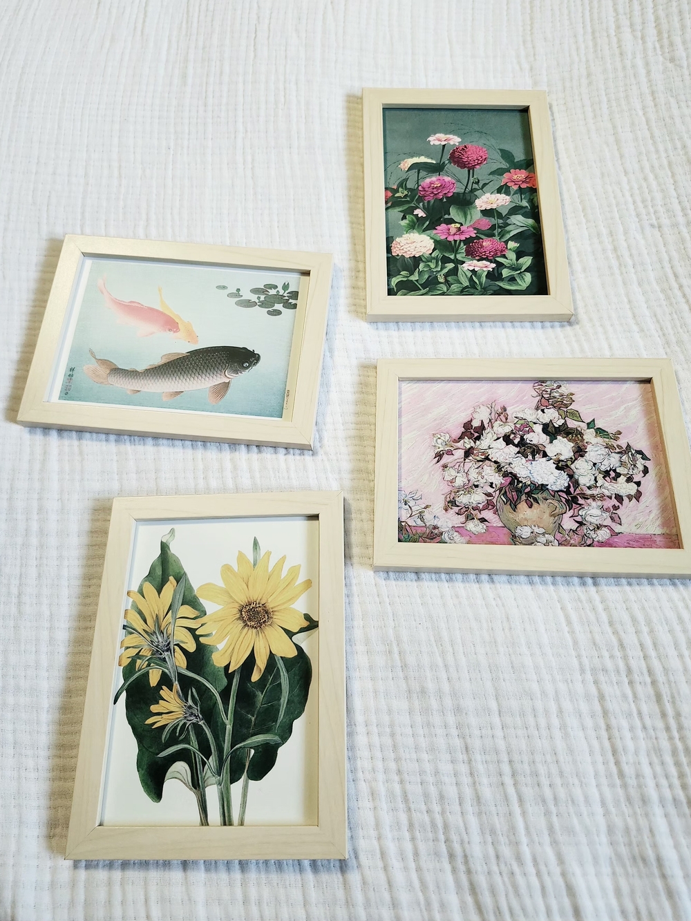 Floral & Nature Wall Art Set in Cream Frames "6x8"- Pack of 4